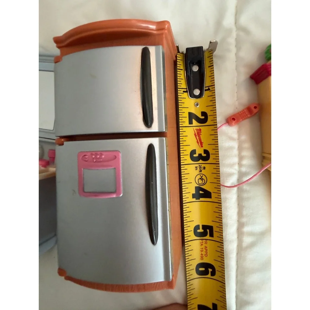 Mini Dollhouse Furniture Set Fridge Vanity and Computer Desk Lot